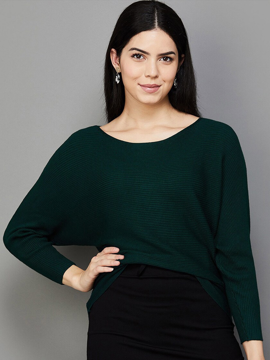 

CODE by Lifestyle Self Design Batwing Sleeves Regular Top, Green