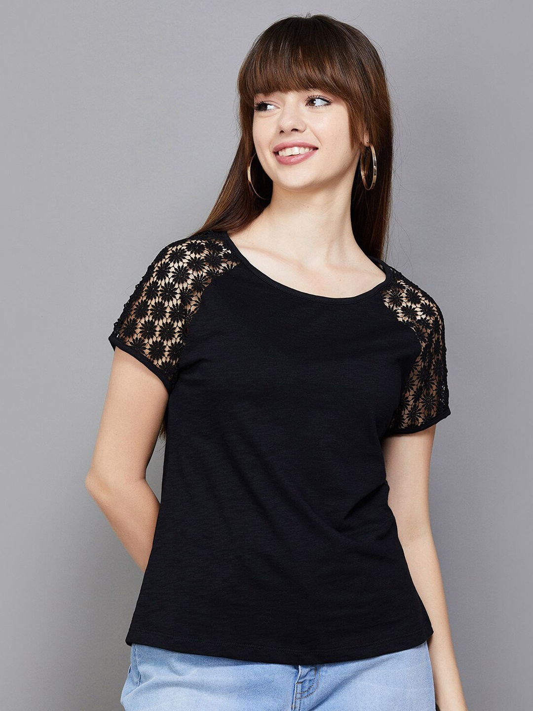 

Fame Forever by Lifestyle Self Design Pure Cotton Top, Black