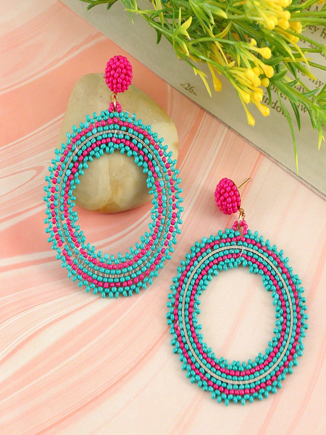 

UNIVERSITY TRENDZ Gold Plated Beaded Classic Drop Earrings