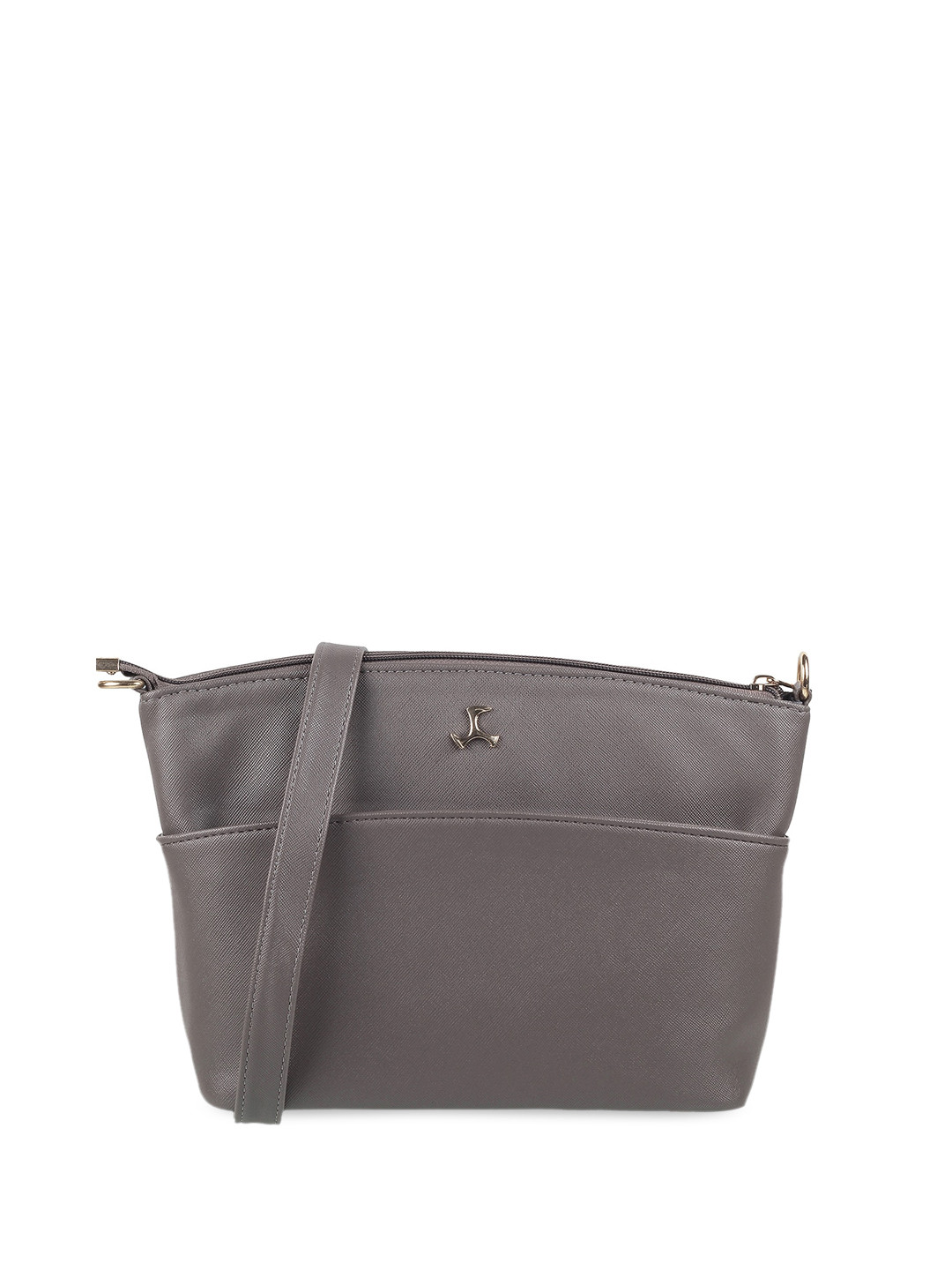 

Mochi Textured Structured Sling Bag, Grey