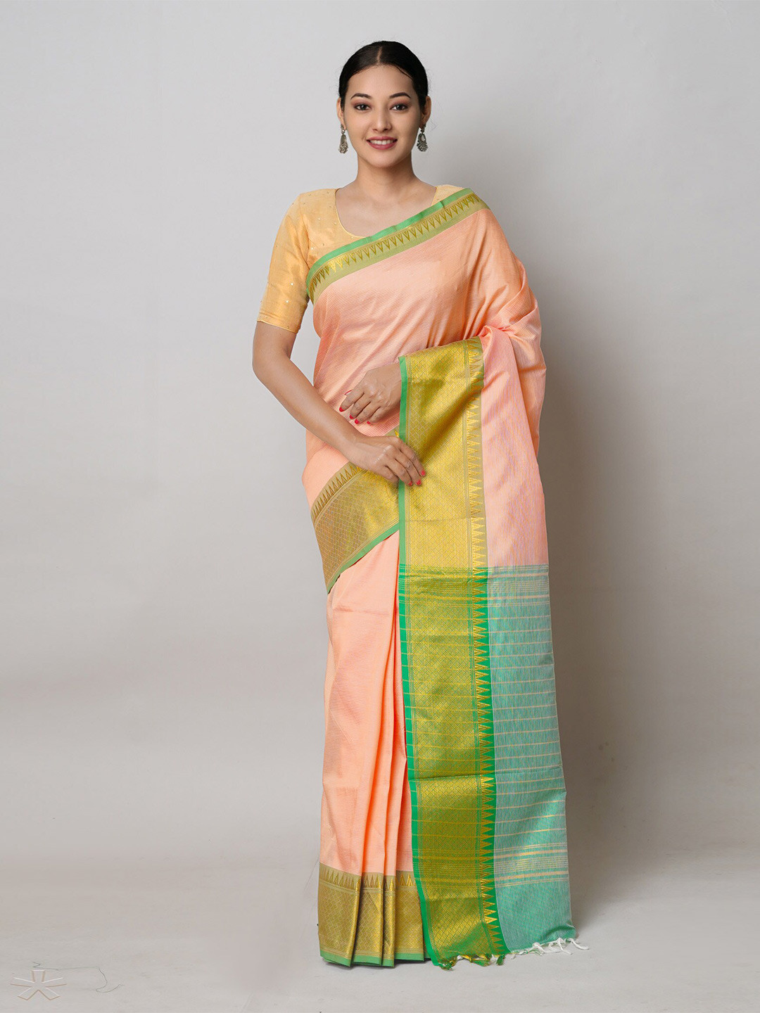 

Unnati Silks Pure Silk Handloom Narayan Peth Saree, Orange