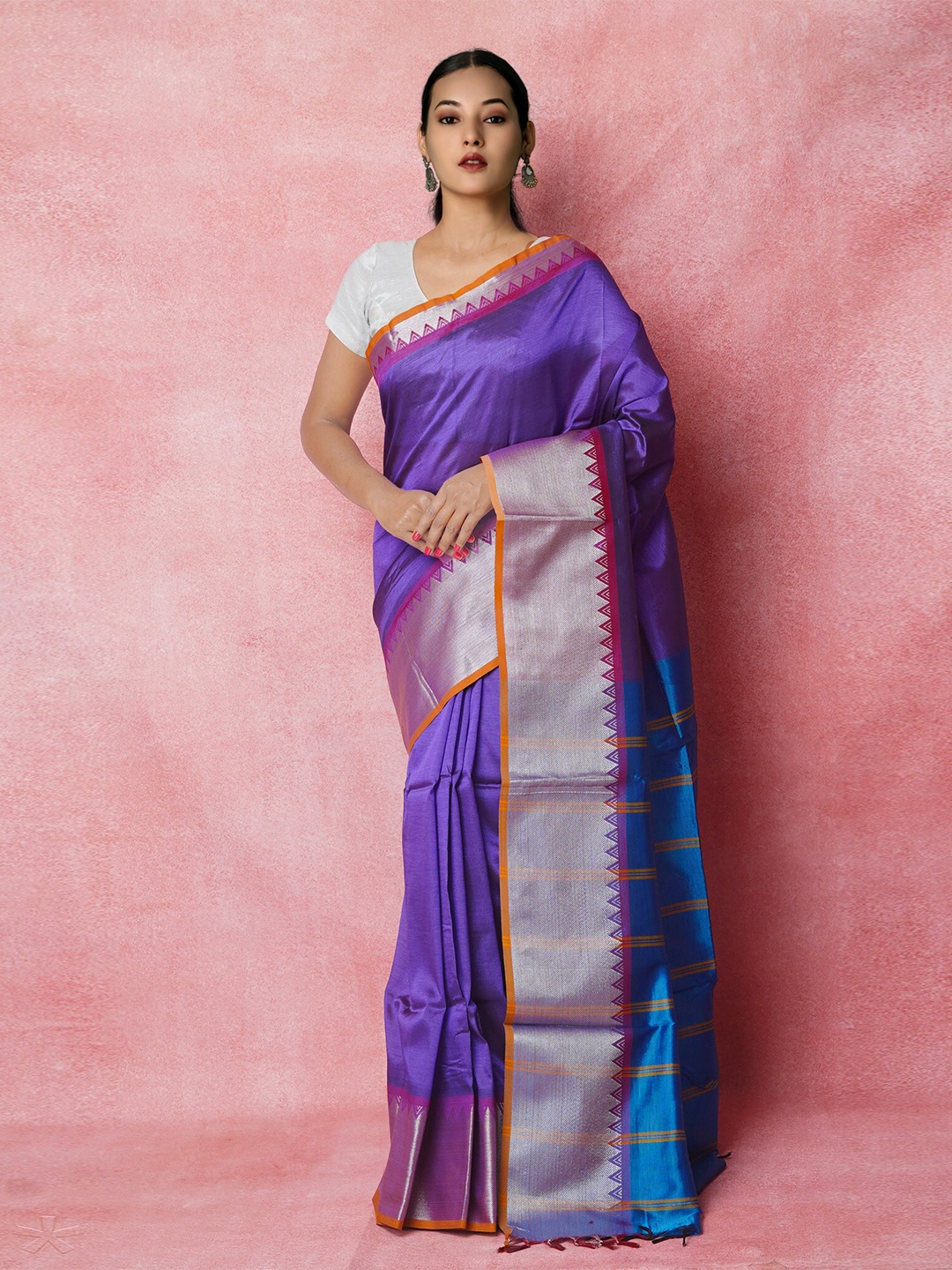 

Unnati Silks Handloom Pure Silk Mangalagiri Saree, Violet