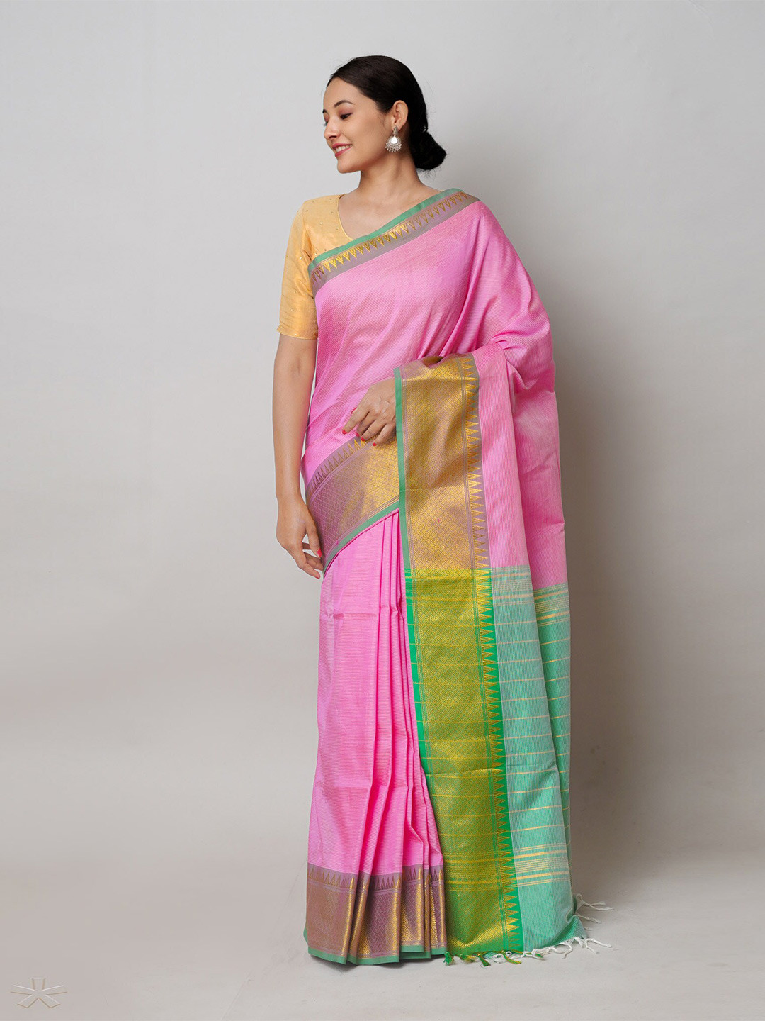 

Unnati Silks Pure Silk Handloom Narayan Peth Saree, Pink