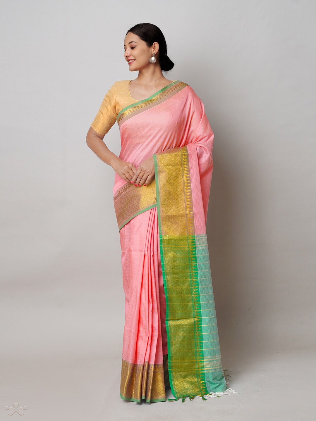 

Unnati Silks Pure Silk Handloom Narayan Peth Saree, Pink