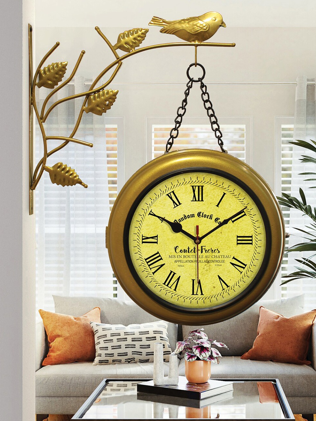 

RANDOM Gold-Toned Contemporary Round Wall Clock