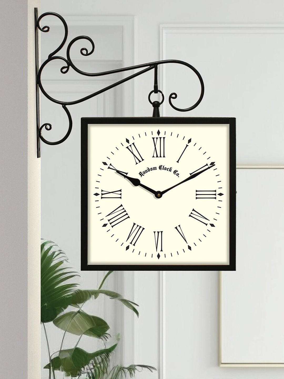 RANDOM Black Contemporary Analogue Square Wall Clock