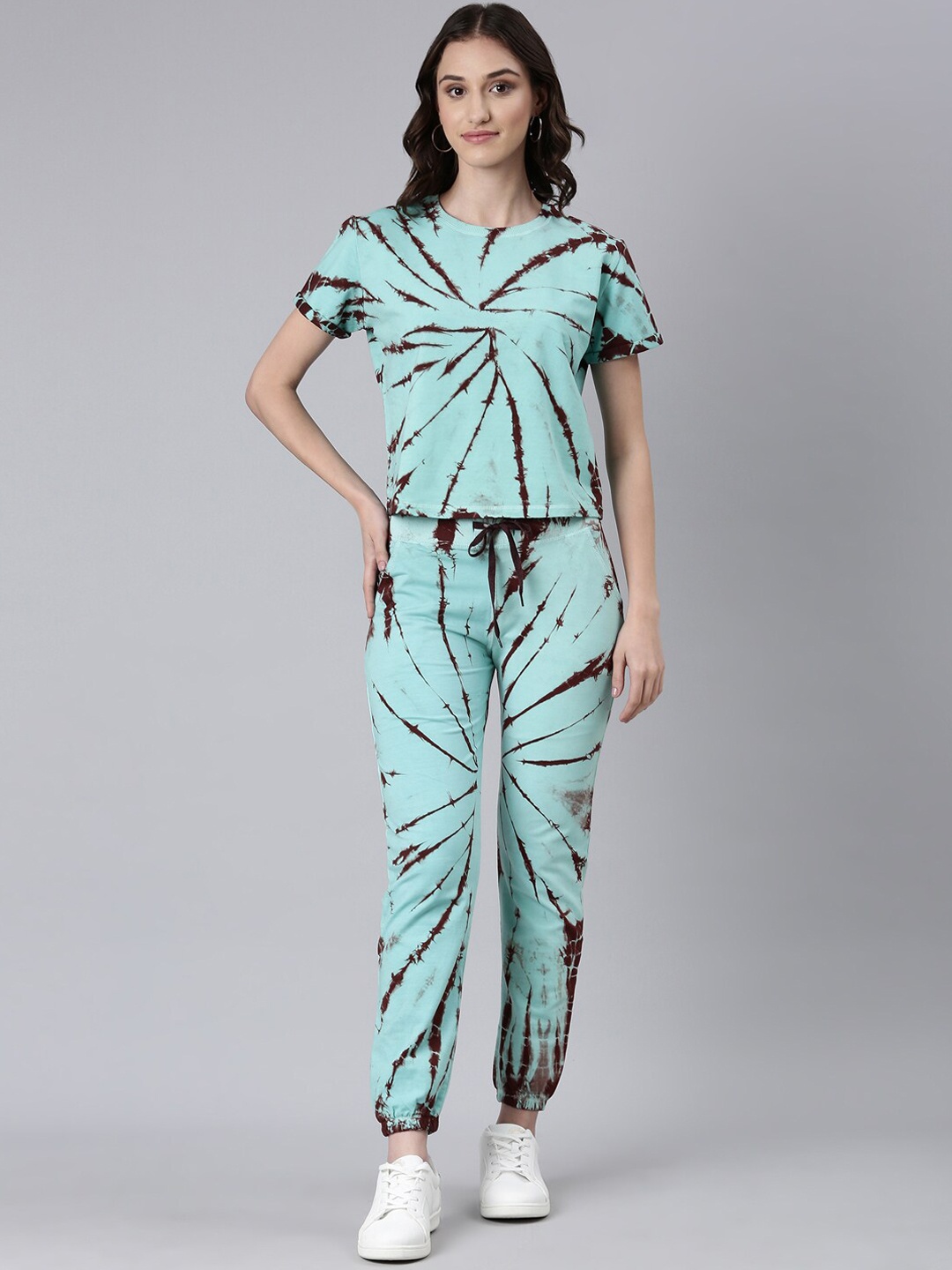 

SHOWOFF Tie and Dye Round Collar Neck Tracksuit, Sea green