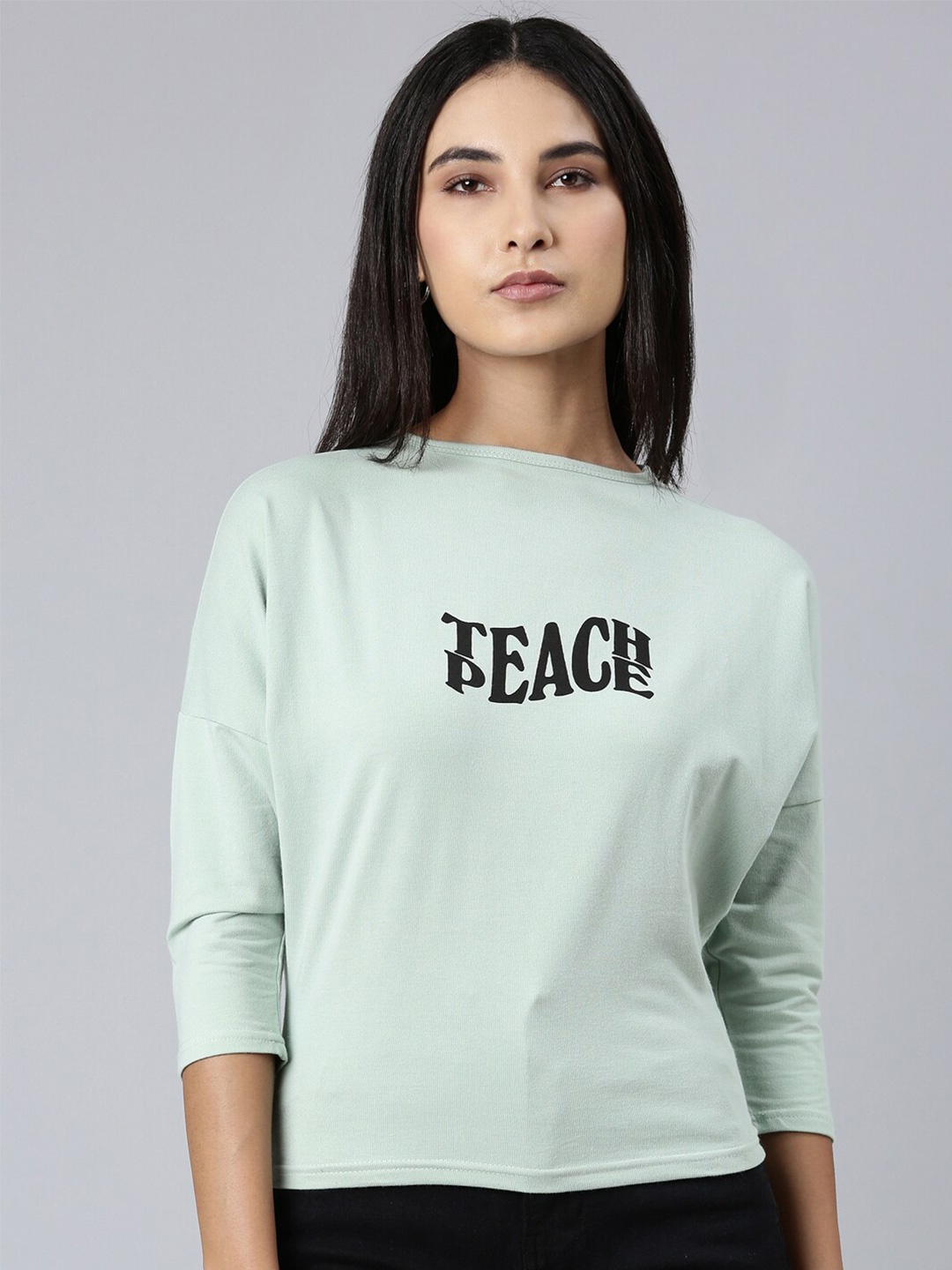 

SHOWOFF Typography Printed Slim Fit Cotton T-shirt, Sea green