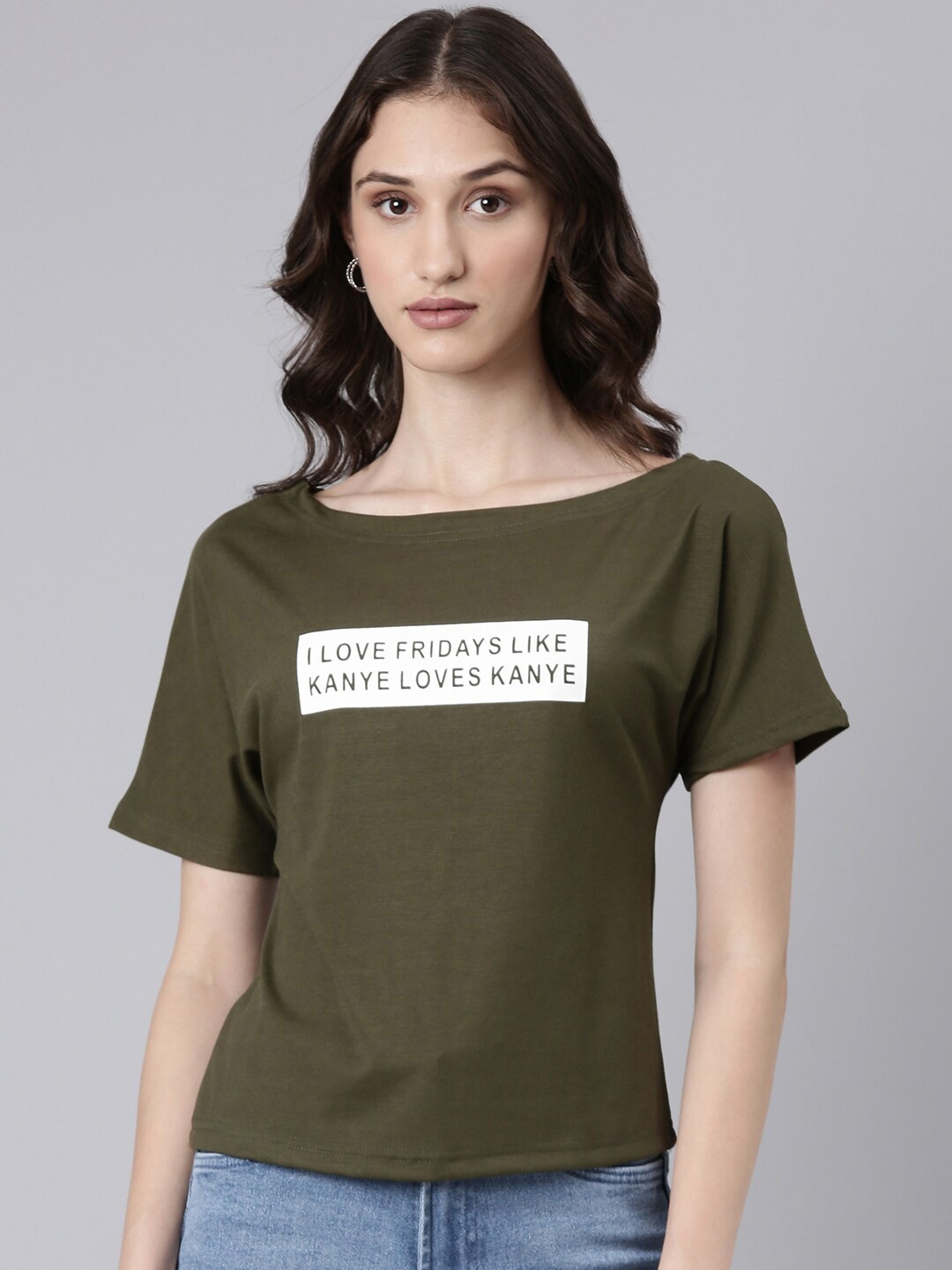 

SHOWOFF Typography Printed Slim Fit Cotton T-shirt, Olive