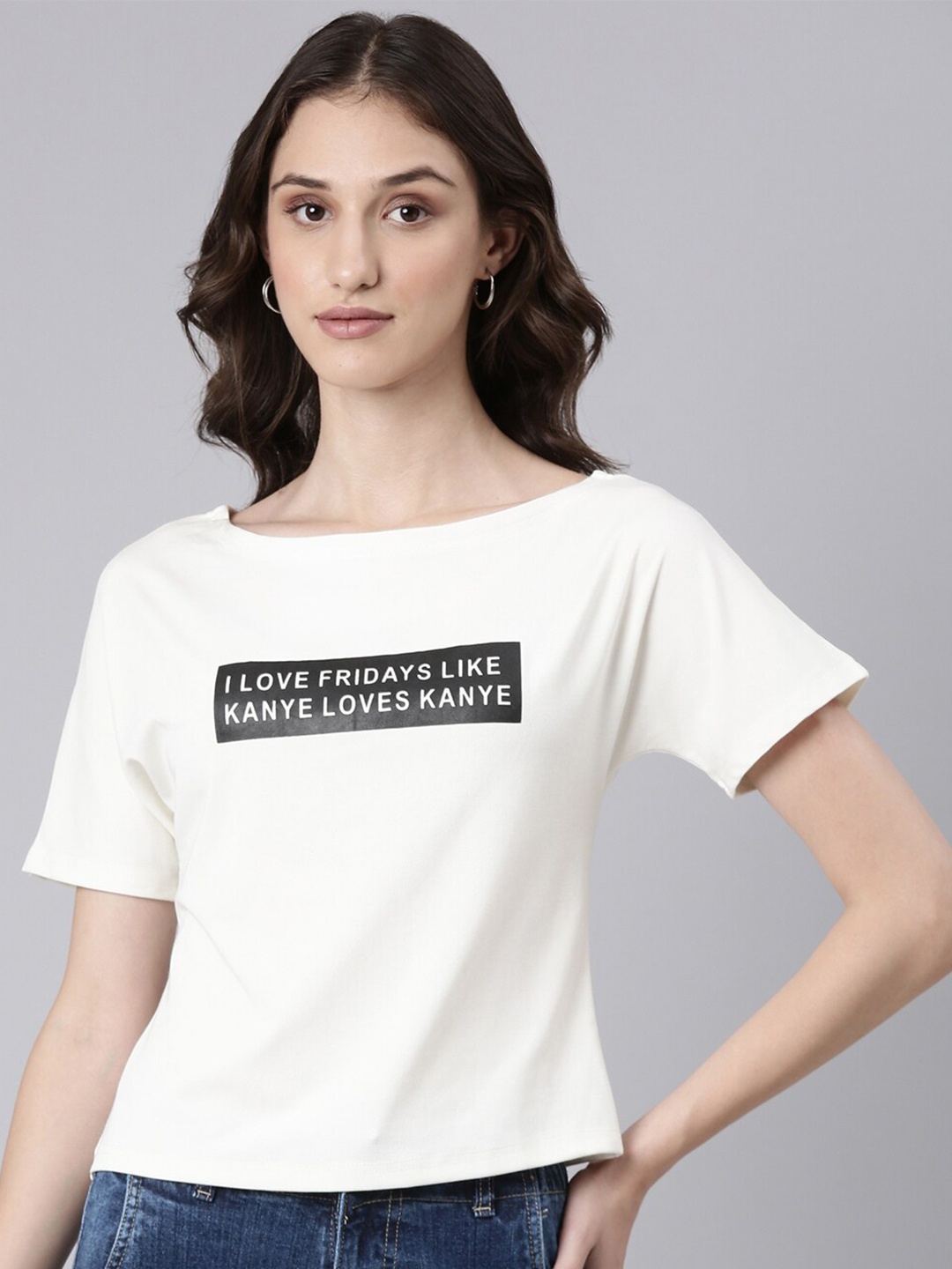 

SHOWOFF Typography Printed Slim Fit Cotton T-shirt, Off white