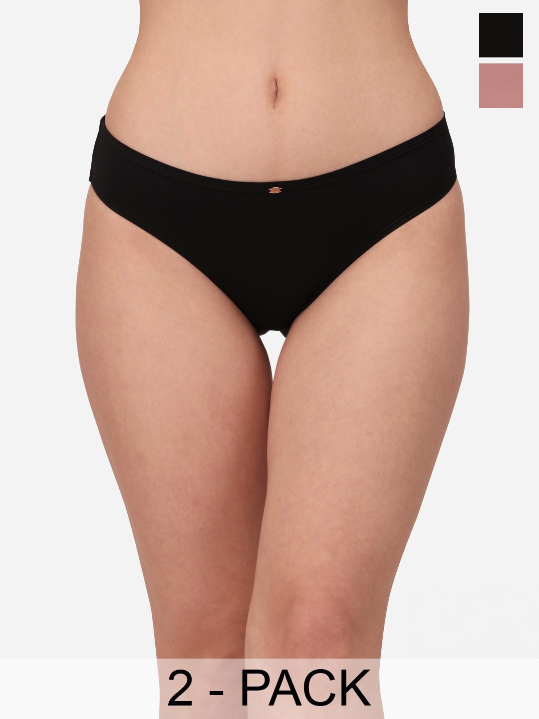 

Soie Pack Of 2 Mid Rise Basic Briefs, Black