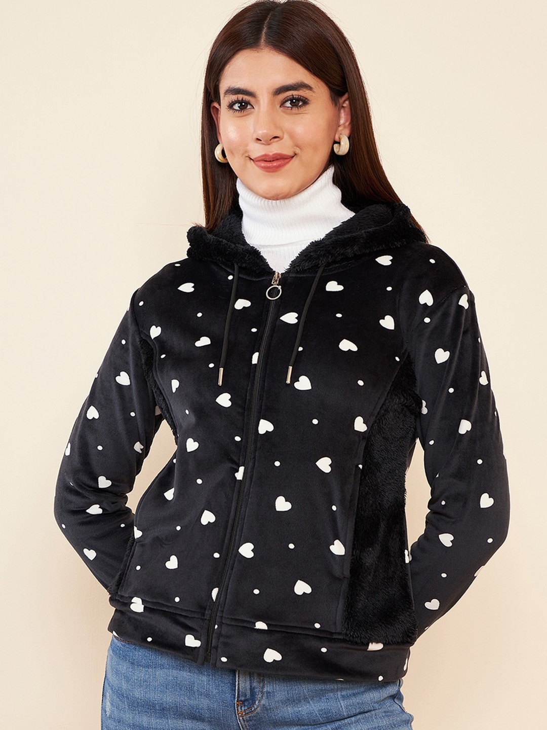 

Modeve Conversational Printed Hooded Lightweight Tailored Jacket, Black