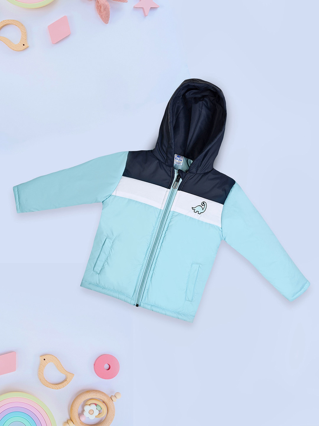 

V-Mart Kids Colourblocked Hooded Lightweight Puffer Jacket, Blue