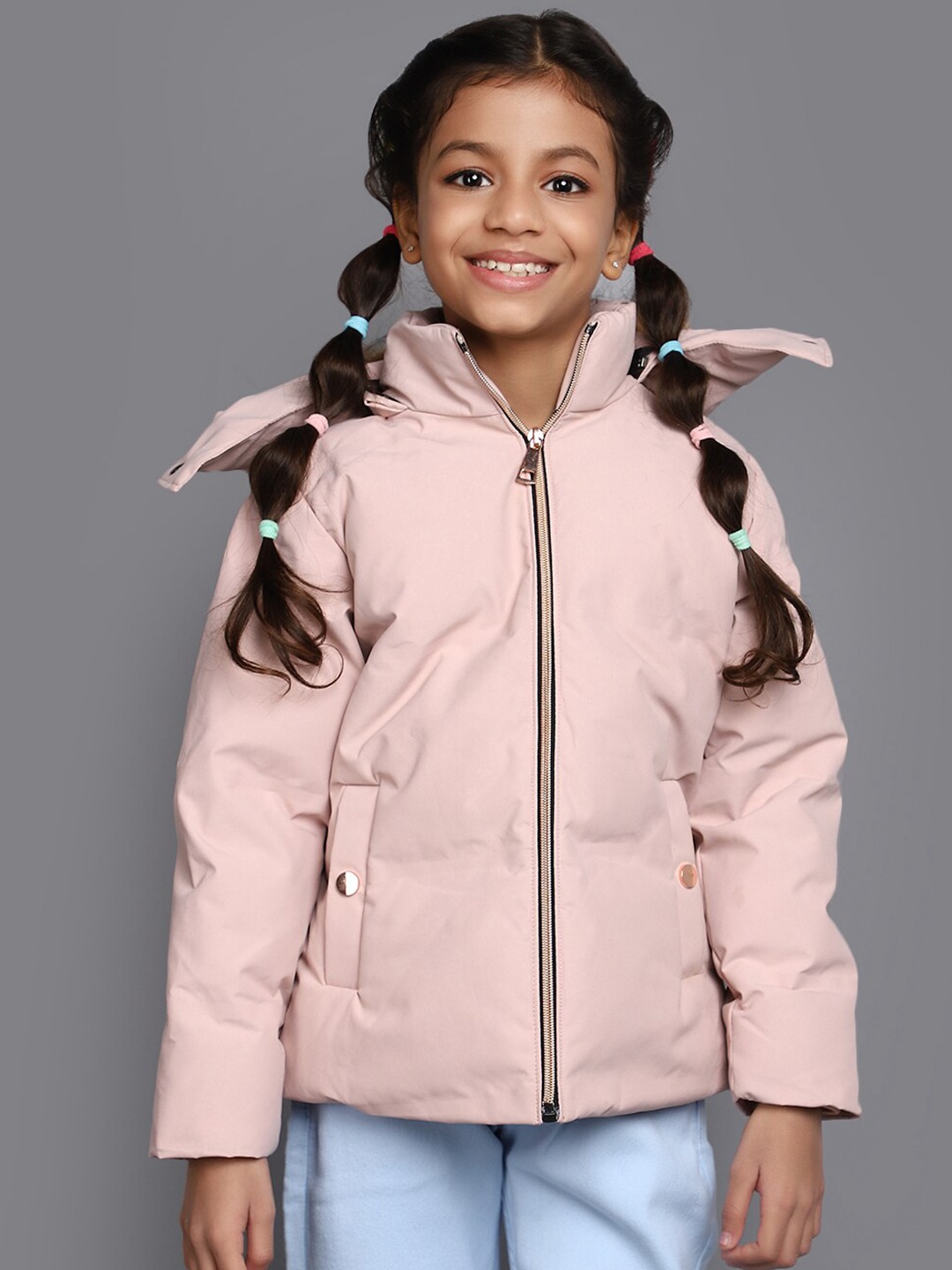 

V-Mart Girls Hooded Lightweight Acrylic Padded Jacket, Pink
