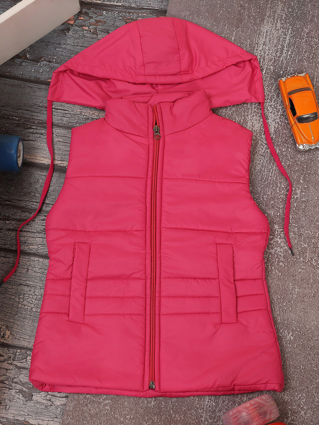

V-Mart Girls Hooded Lightweight Acrylic Padded Jacket, Fuchsia