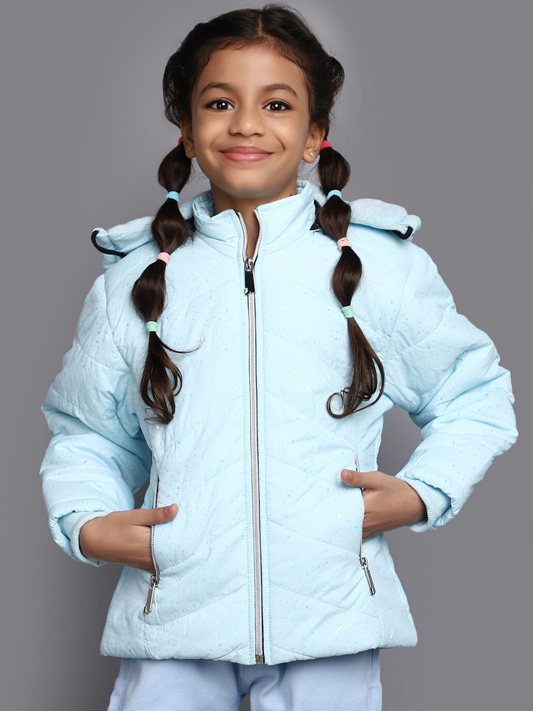 

V-Mart Girls Hooded Lightweight Puffer Jacket, Blue