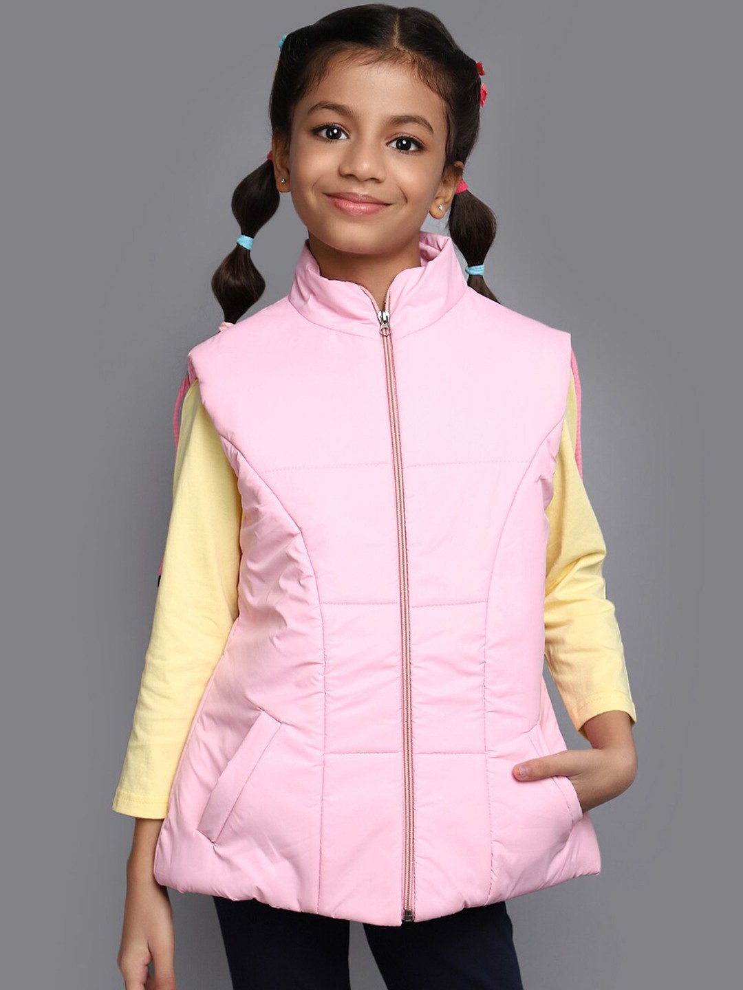 

V-Mart Girls Mock Collar Lightweight Acrylic Padded Jacket, Pink