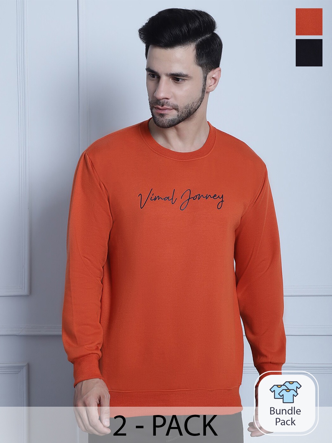 

MACK JONNEY Pack Of 2 Printed Fleece Pullover, Orange