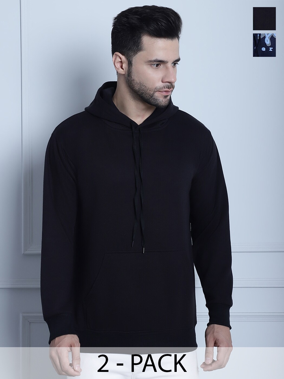 

MACK JONNEY Pack Of 2 Typography Printed Fleece Sweatshirt, Black