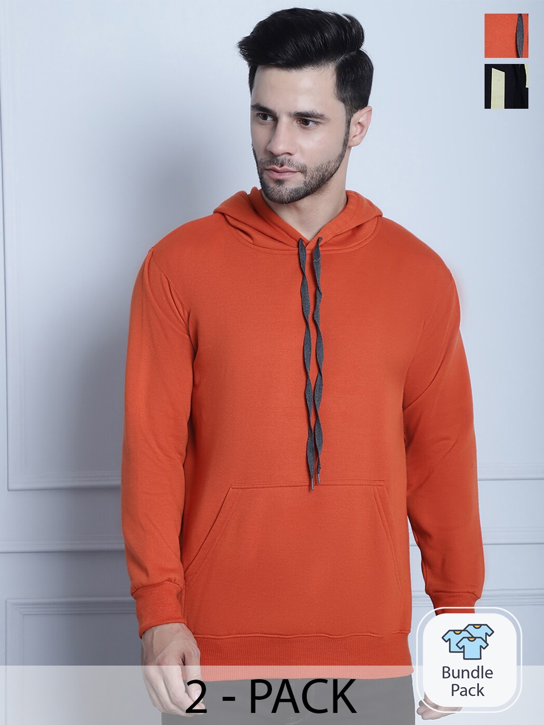 

VIMAL JONNEY Pack Of 2 Hooded Fleece Sweatshirt, Rust