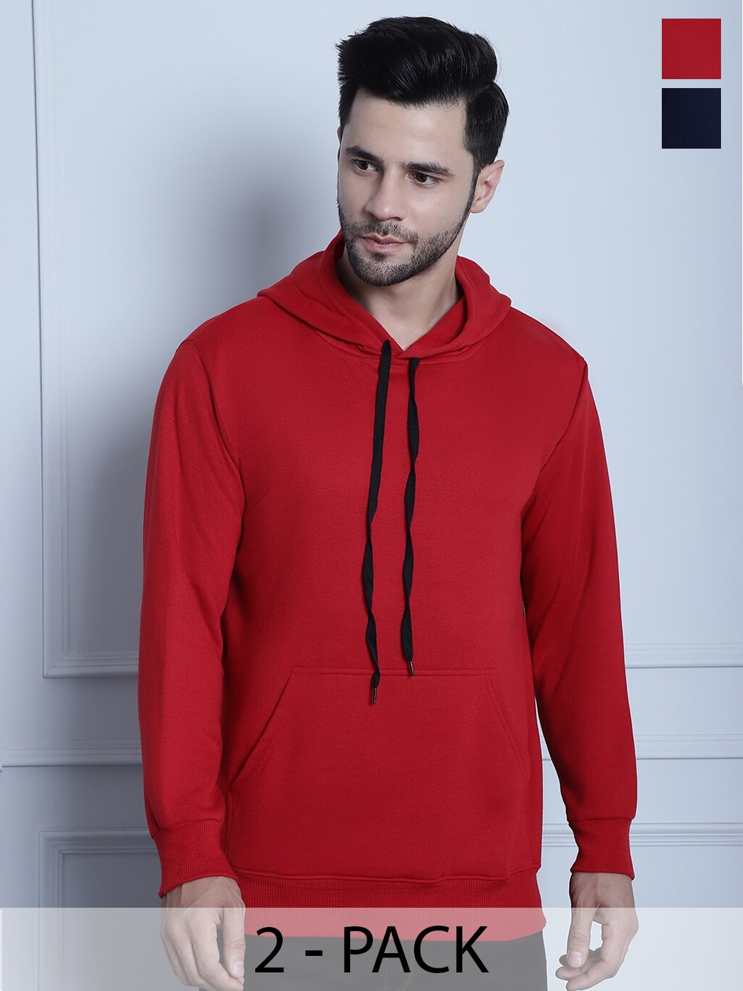 

MACK JONNEY Pack Of 2 Hooded Fleece Sweatshirt, Red