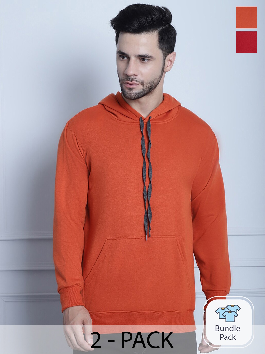 

VIMAL JONNEY Pack Of 2 Cotton Fleece Pullover Sweatshirts, Orange