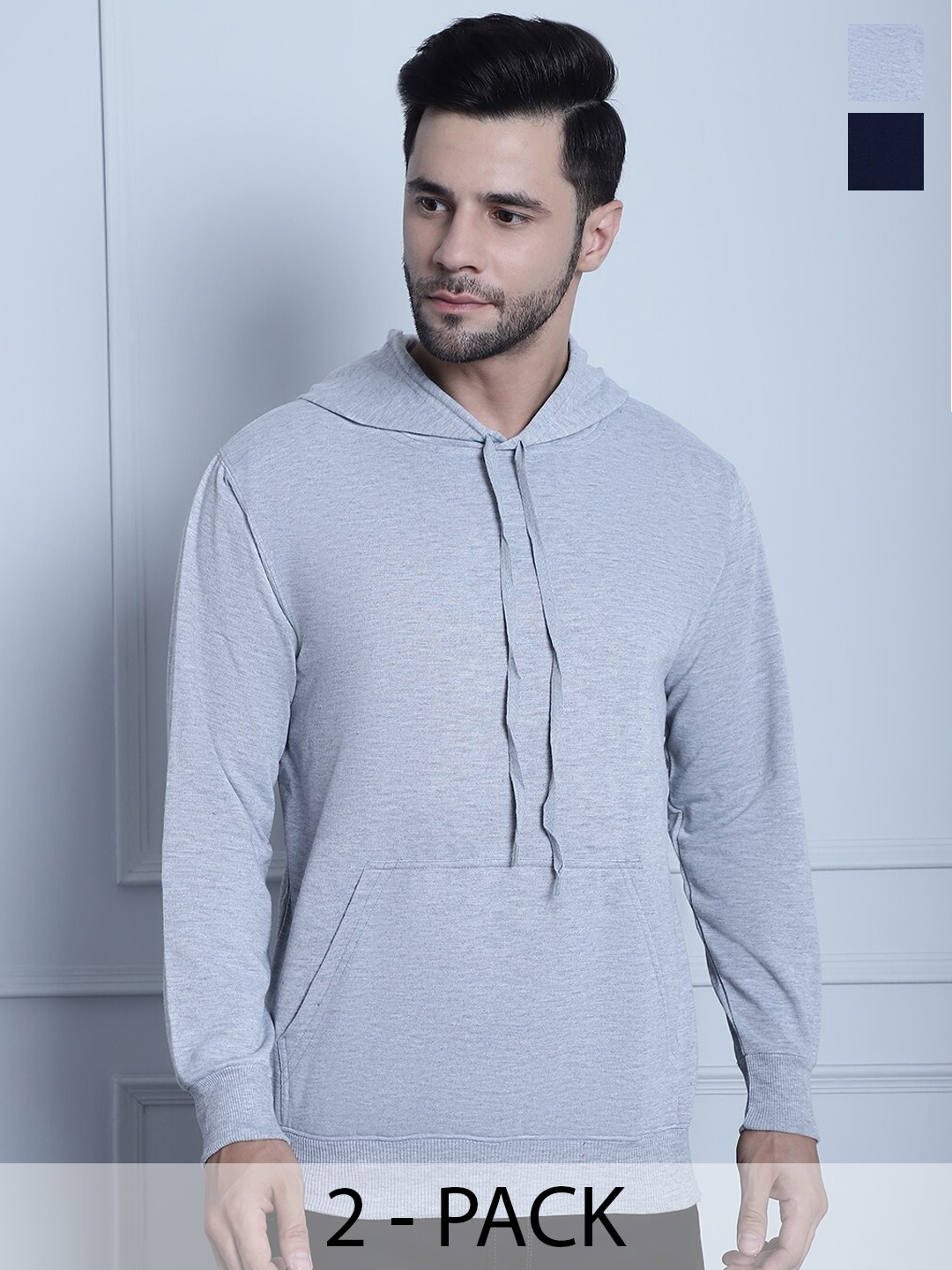 

VIMAL JONNEY Pack Of 2 Printed Fleece Sweatshirt, Grey