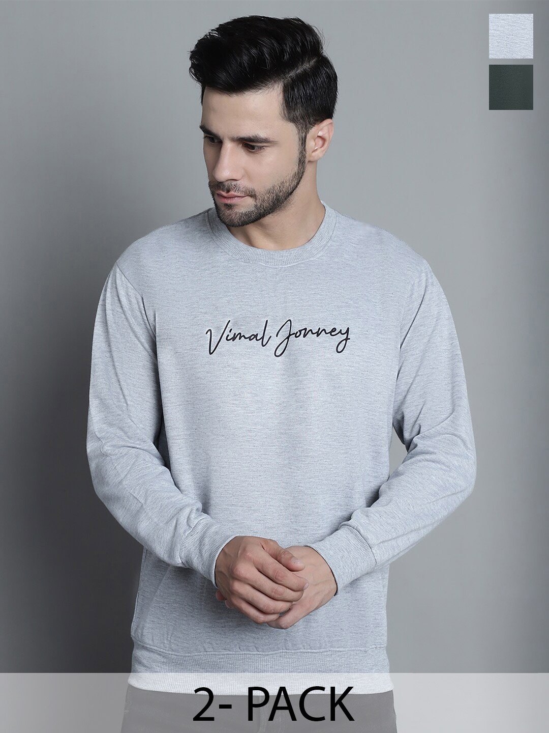 

MACK JONNEY Pack of 2 Printed Pullover Sweatshirts, Grey
