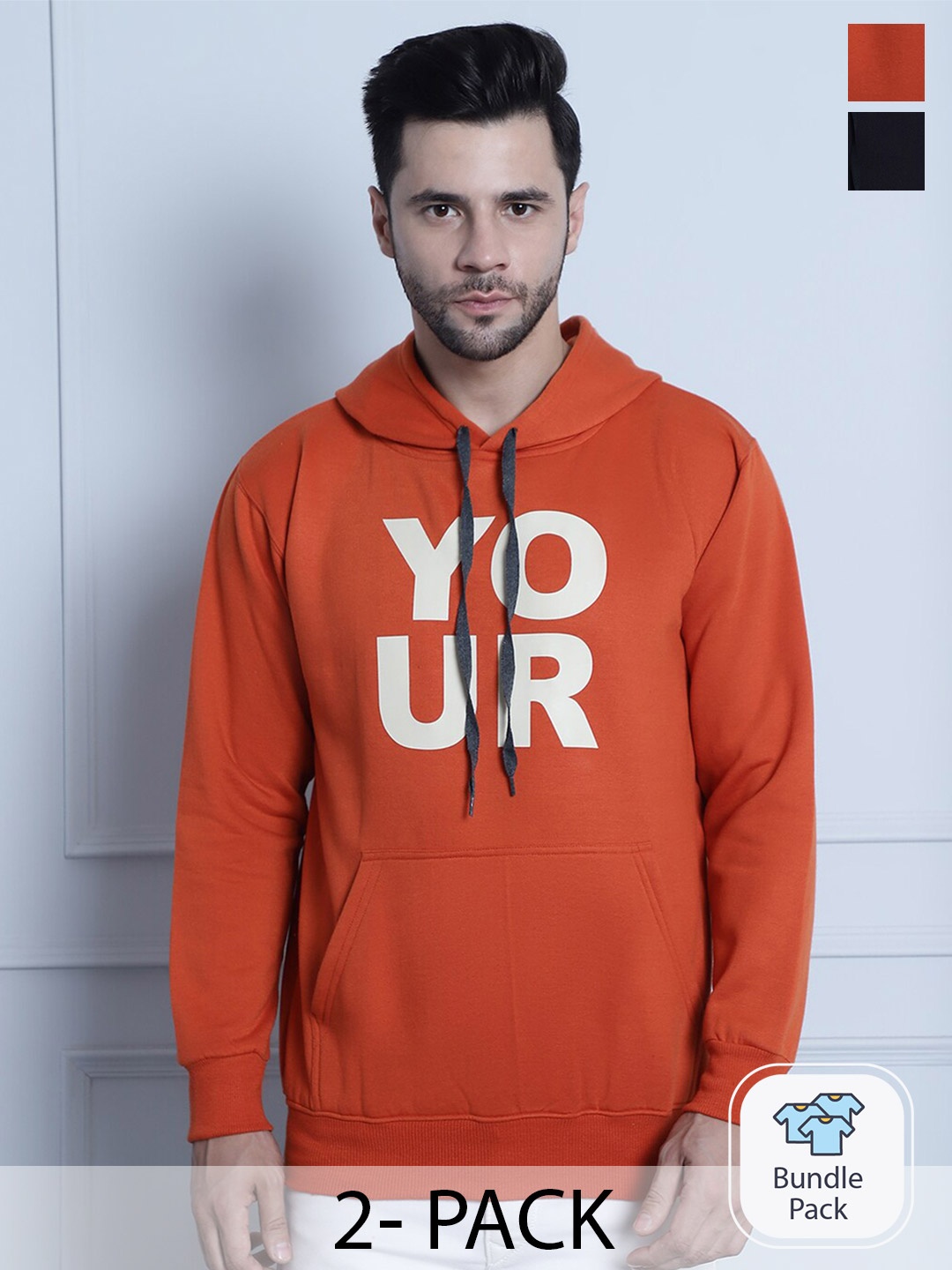 

MACK JONNEY Pack Of 2 Printed Fleece Pullover, Orange