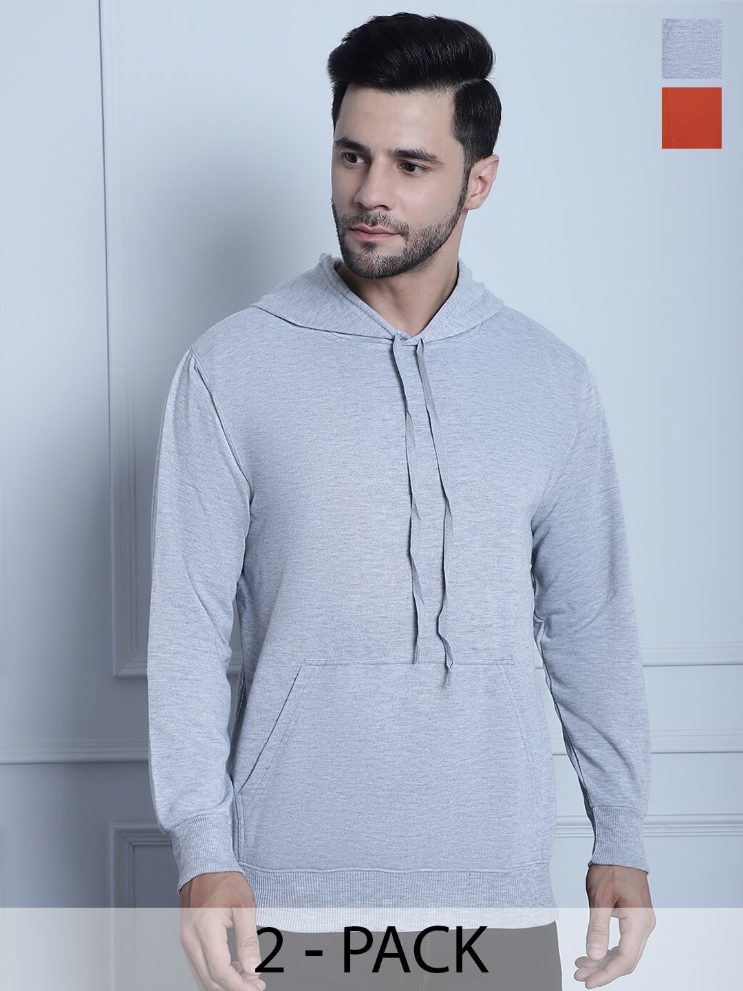 

MACK JONNEY Pack of 2 Hooded Pullover Sweatshirts, Grey