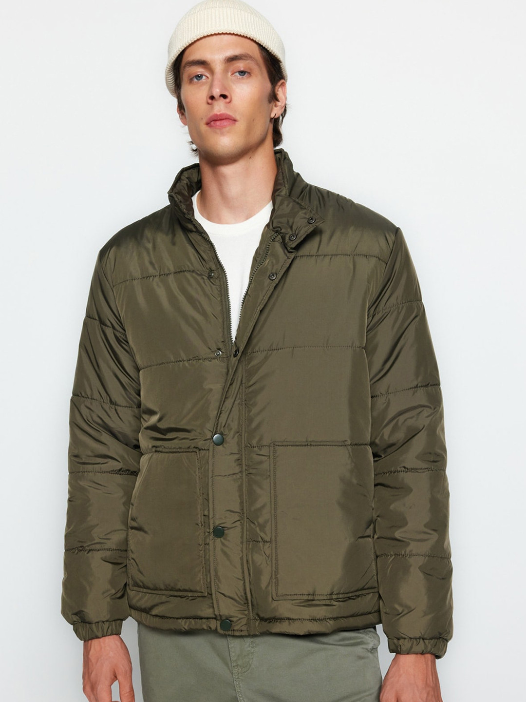 

Trendyol Mock Collar Puffer Jacket, Khaki