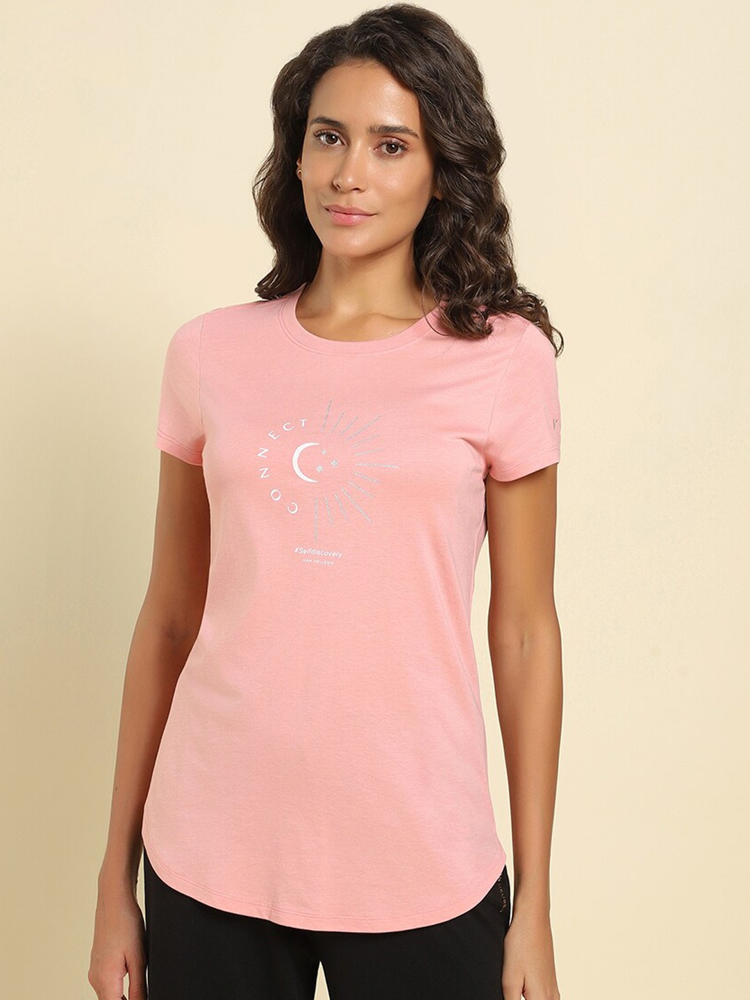 

Van Heusen Graphic Printed Round Neck Lounge T-shirts, Pink