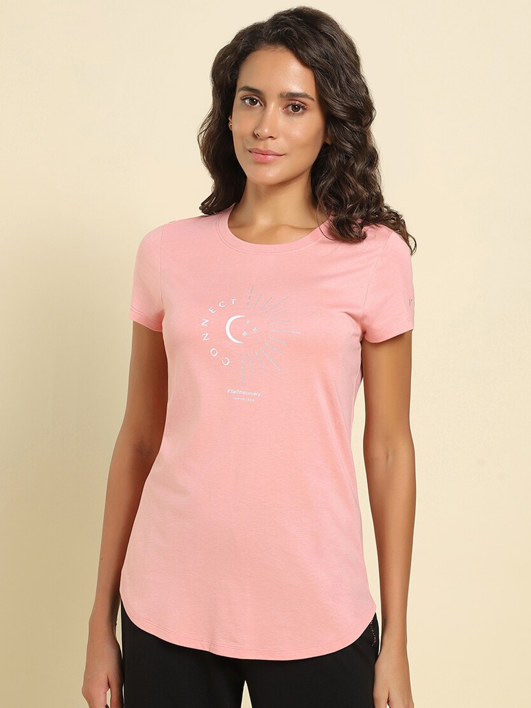 

Van Heusen Graphic Printed Round Neck Lounge T-shirts, Pink