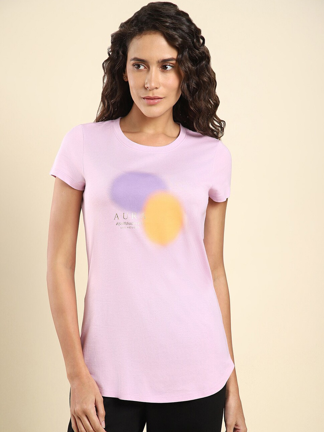 

Van Heusen Printed Round Neck Lounge Tshirts, Pink