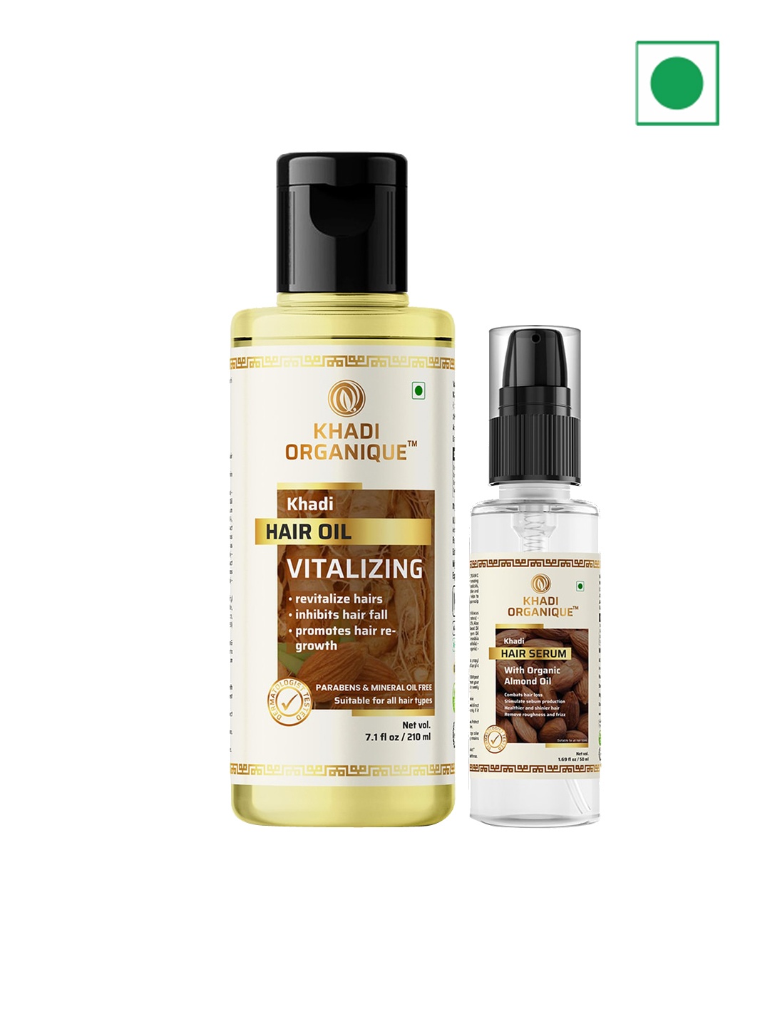 

Khadi Organique 2-Pcs Vitalizing Hair Oil - 210ml & Hair Serum - 50ml Combo, Na