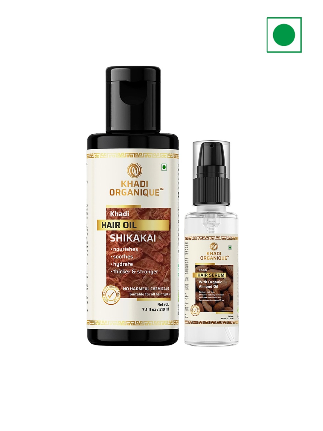 

Khadi Organique 2-Pcs Shikakai Hair Oil - 210ml & Hair Serum - 50ml Combo, Na