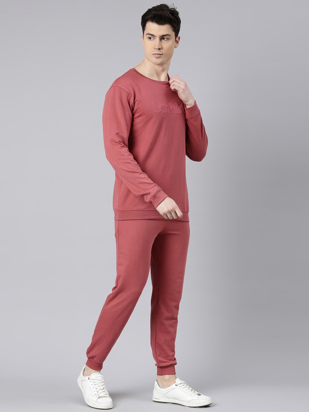 

Bushirt Pure Cotton Round Neck Sweatshirt With Joggers, Maroon