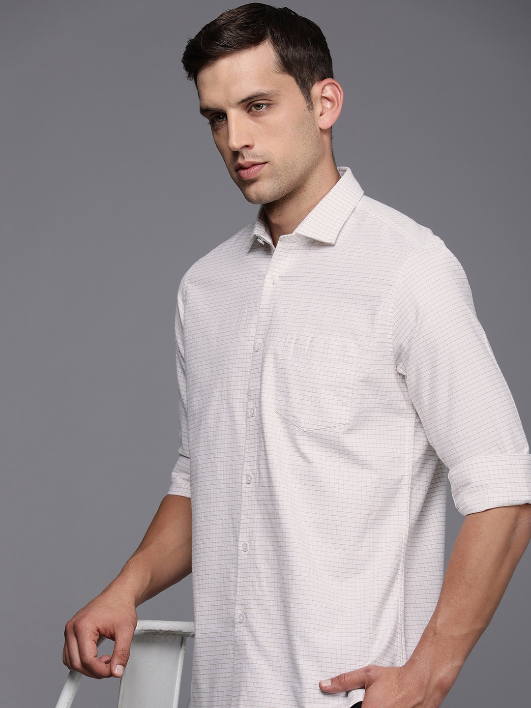 

Allen Solly Sport Fit Grid Tattersall Checked Casual Shirt, Cream