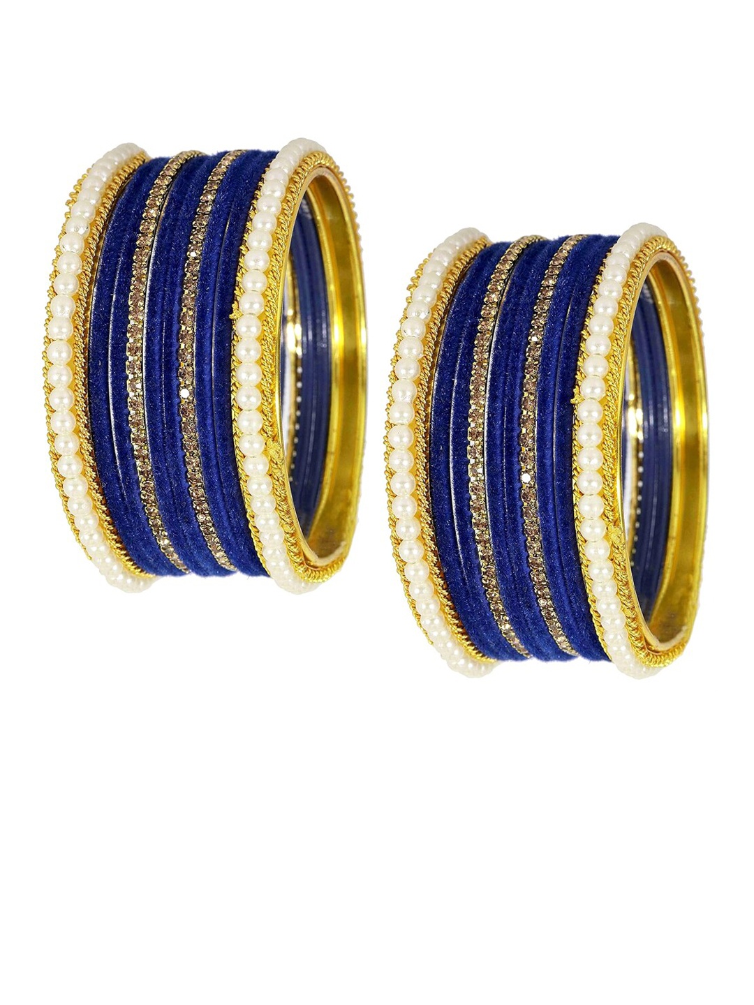 

NMII Set of 20 Artificial Stones and Beads Bangle, Gold