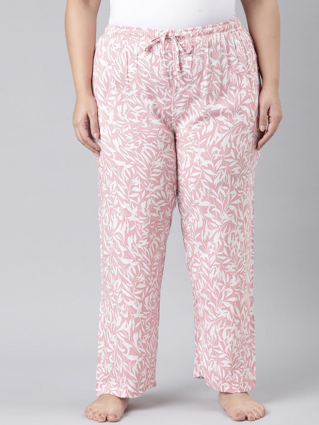 

Go Colors Women Plus Size Floral Printed Lounge Pants, Pink