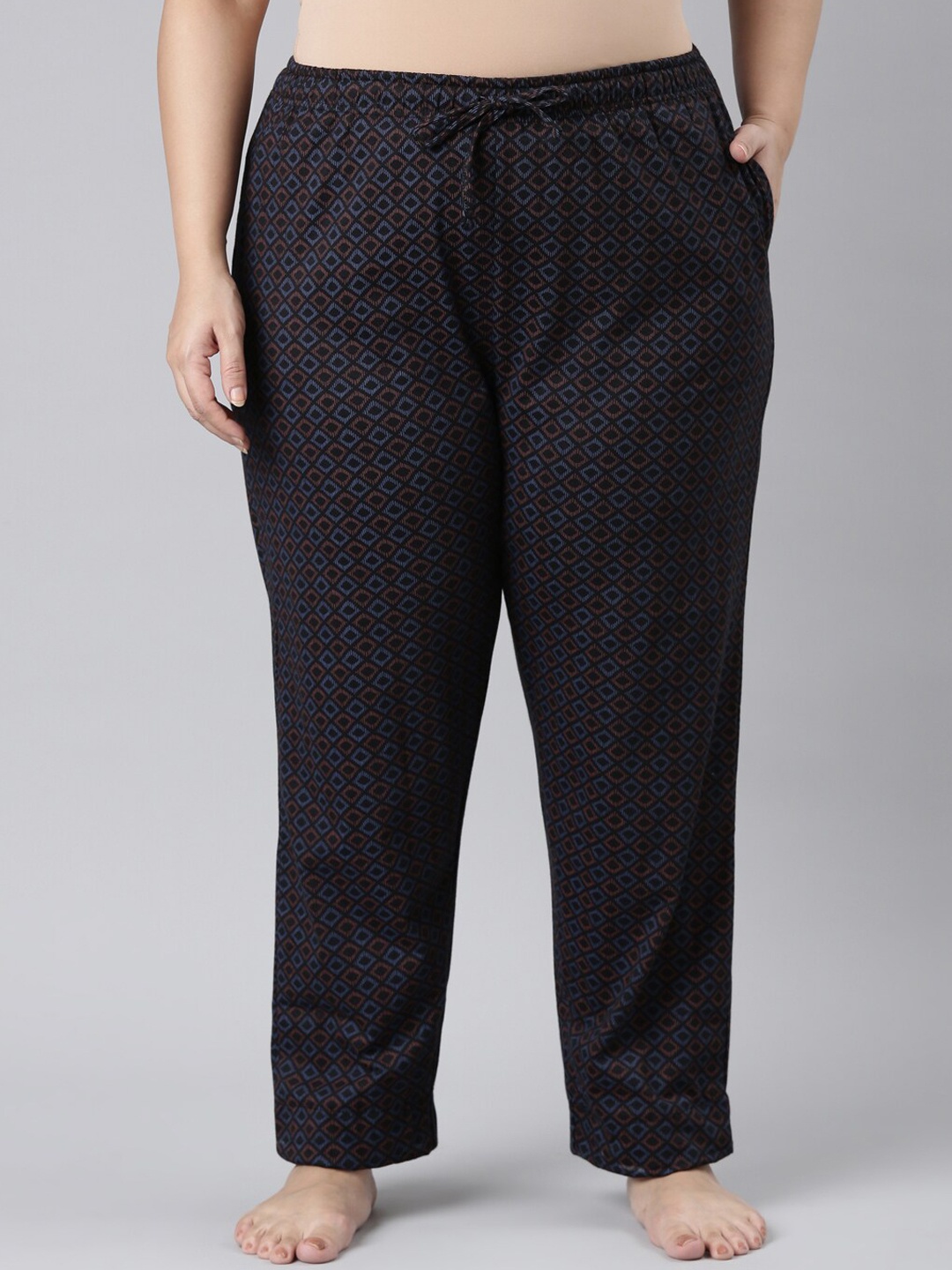 

Go Colors Women Plus Size Printed Cotton Lounge Pants, Black