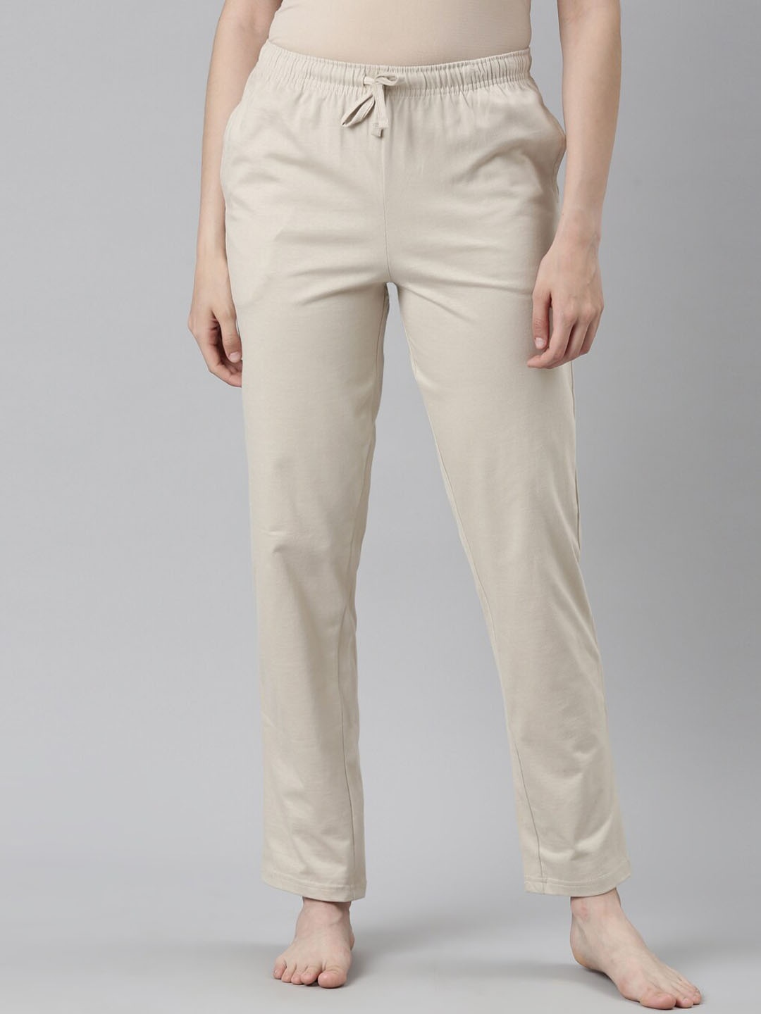 

Go Colors Women Mid Rise Cotton Lounge Pants, Beige