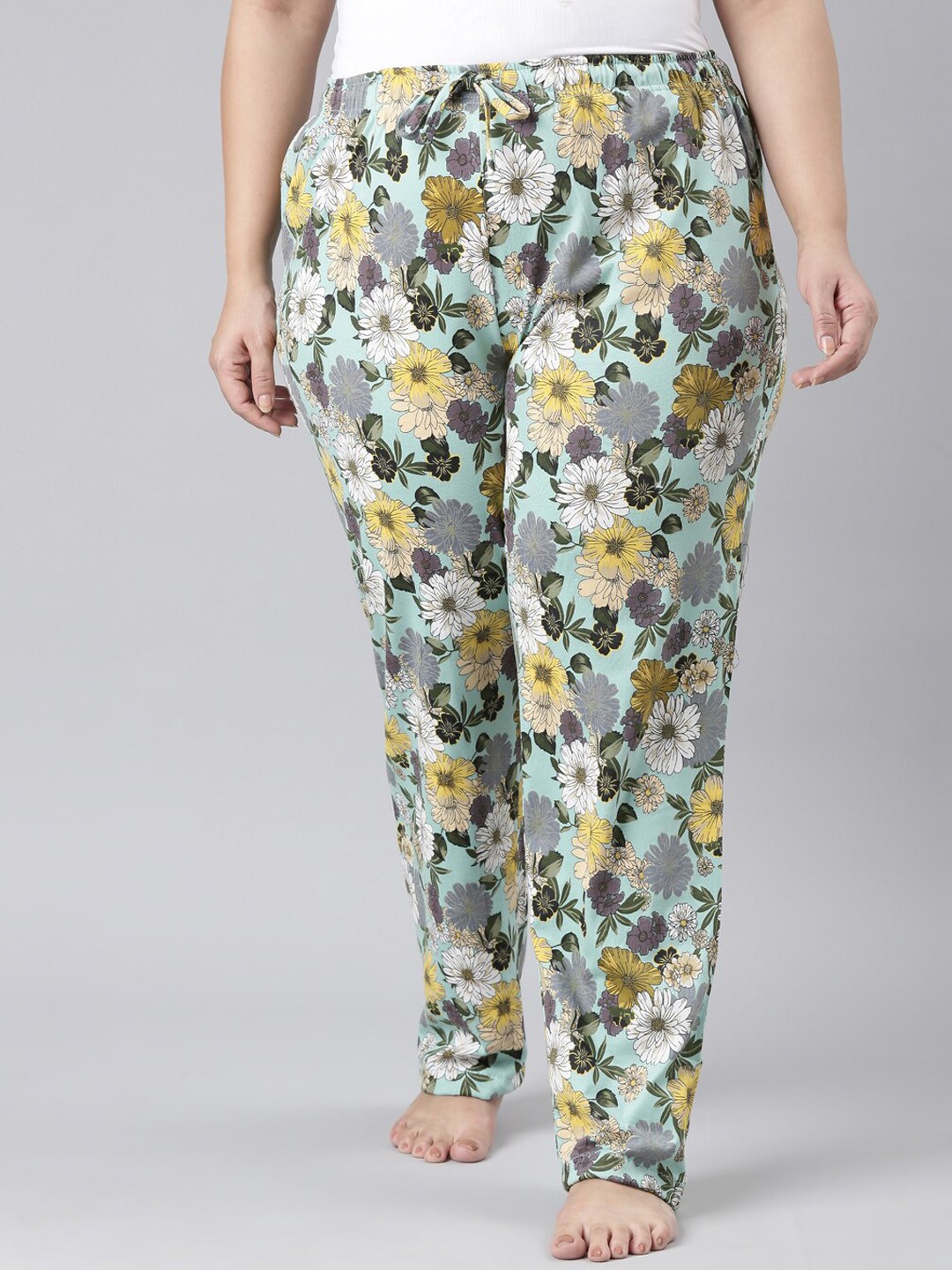

Go Colors Women Plus Size Printed Cotton Lounge Pants, Green