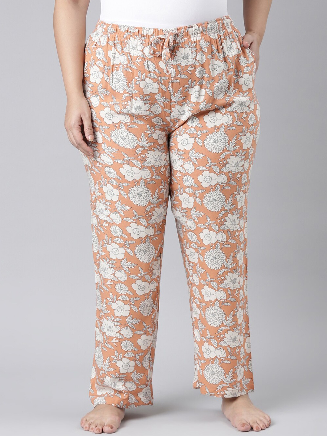 

Go Colors Women Plus Size Printed Lounge Pants, Peach
