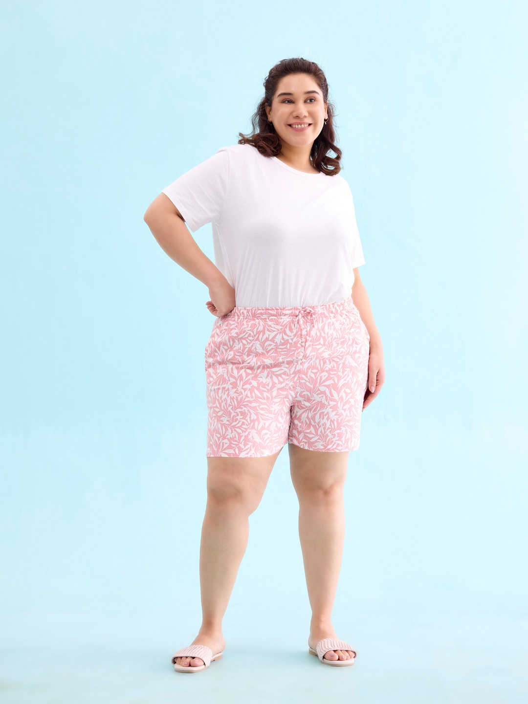 

Go Colors Women Floral Printed Lounge Shorts, Pink