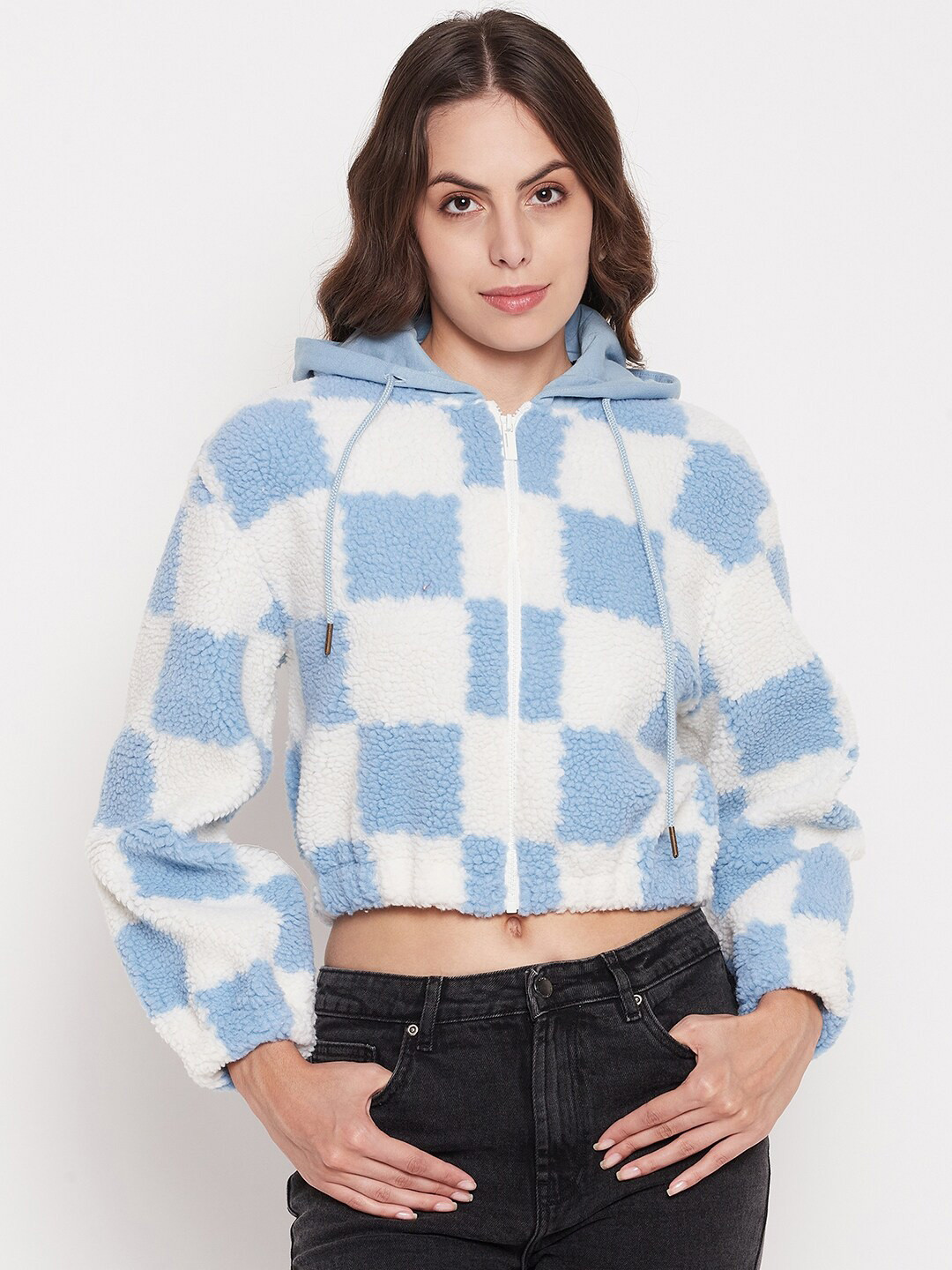 

Madame Self Design Pure Cotton Sweatshirt, Blue