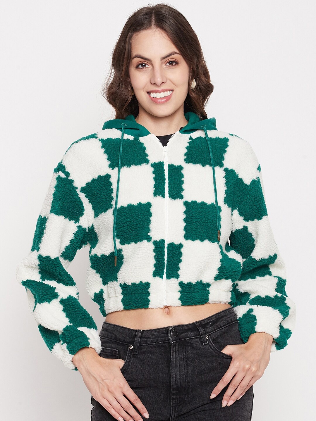 

Madame Self Design Pure Cotton Sweatshirt, Green