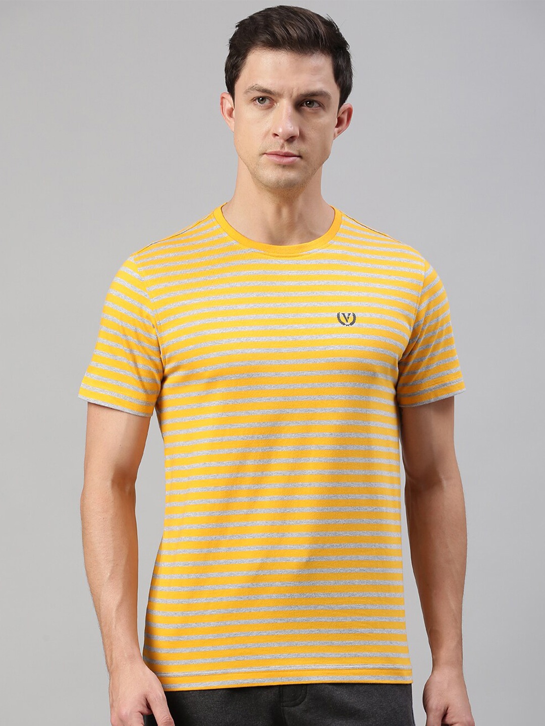 

Van Heusen Striped Cotton T-shirt, Yellow