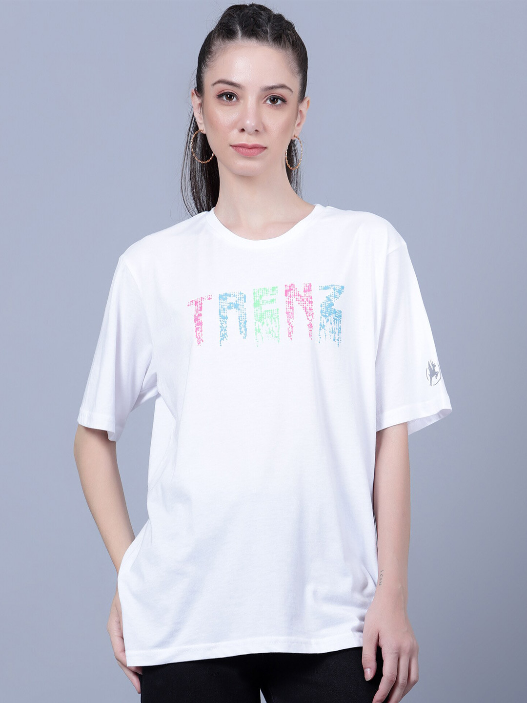 

Trenz Typography Printed Oversized T-shirt, White