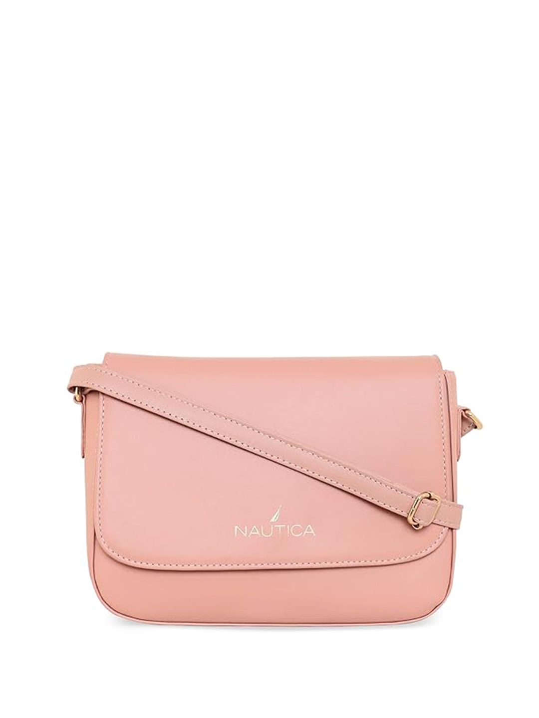 

Nautica Brand Logo Printed Structured Sling Bag, Pink